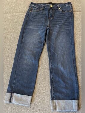 Liverpool Los Angeles cropped jeans dark wash wide cuff size 8 US